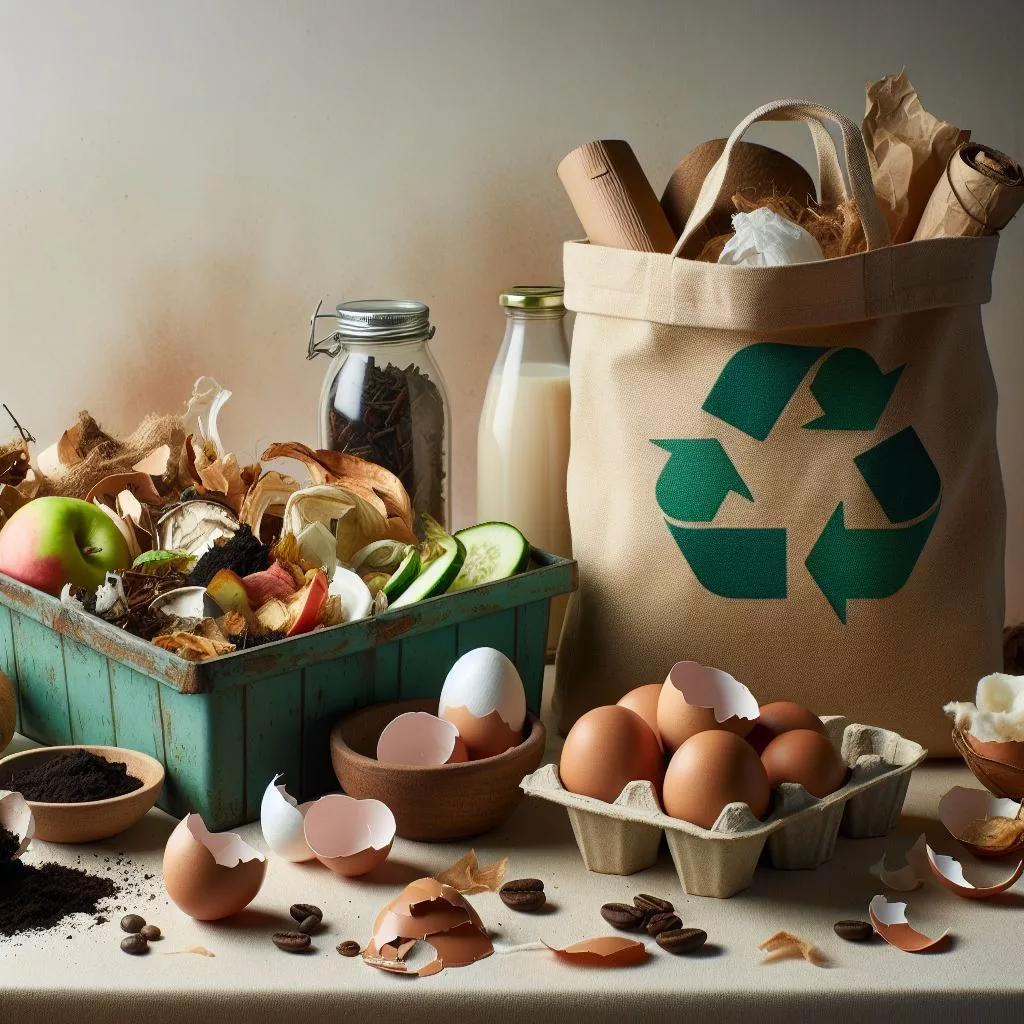 foodscraps,glass bottles, brown paper, cardboard