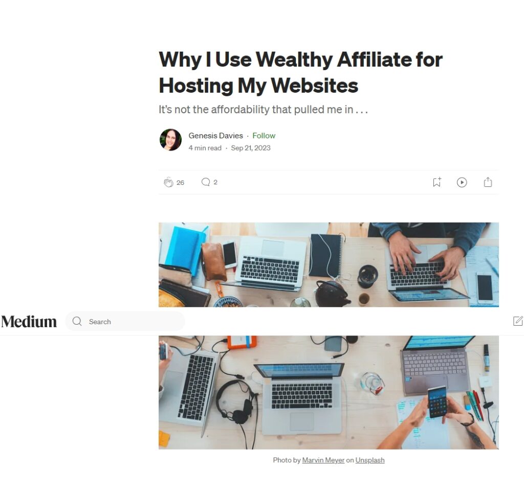 Screenshot: Why I Use Wealthy Affiliate for Hosting my Websites from Google Search Results