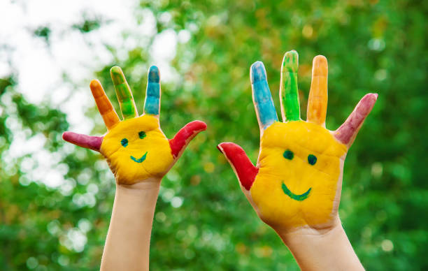 children hands in colors. Summer photo