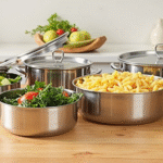 set of stainless steel food storage containers