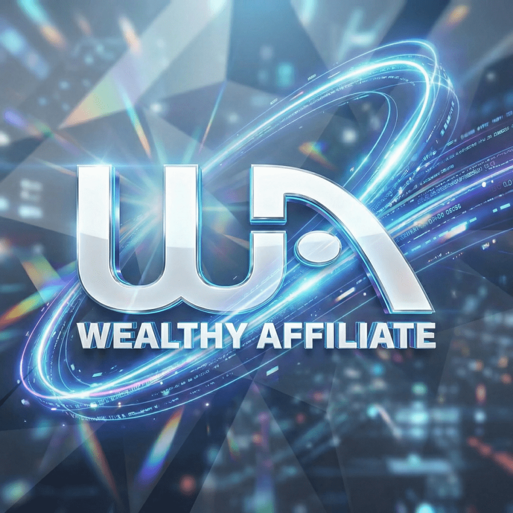 Modernized Wealthy Affiliate WA logo and words AI Image